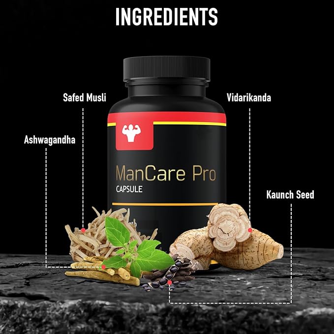 ManCare Pro Capsules for Men – 30 Capsules | With Shilajit, Ashwagandha, Kaunch Beej, Safed Musli & Vaidarikand | Ayurvedic Supplement for Strength, Stamina & Vitality